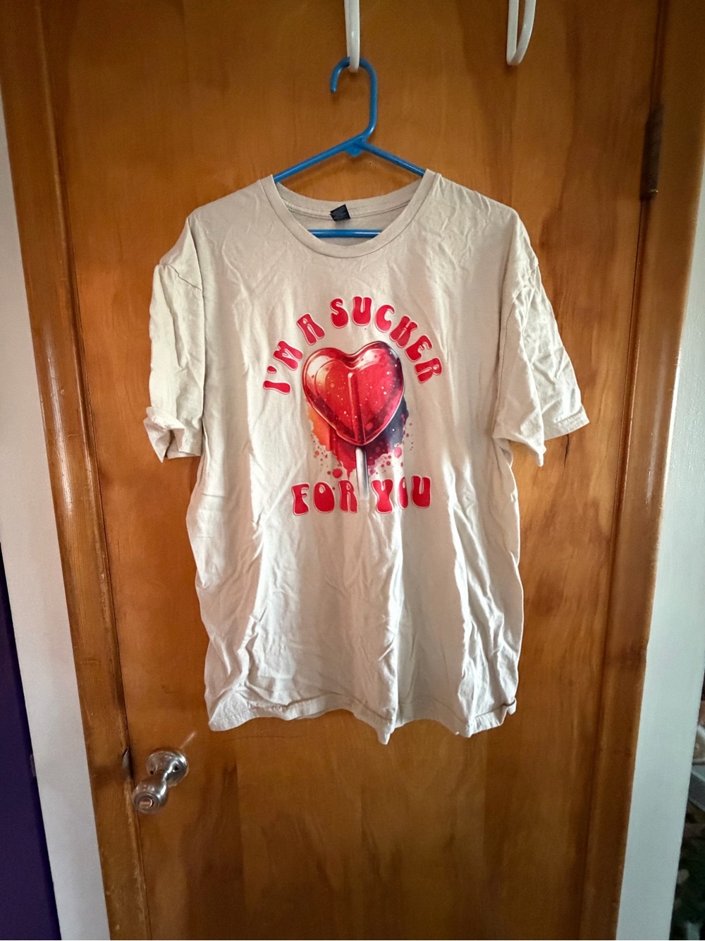 Custom made screen printed tshirt “I’m a sucker for you”